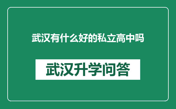 武汉有什么好的私立高中吗