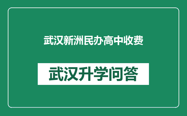 武汉新洲民办高中收费