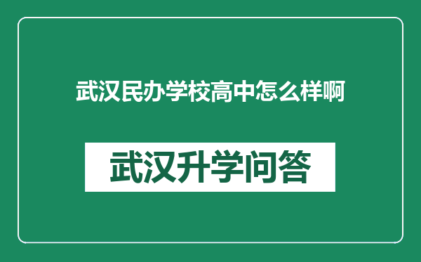 武汉民办学校高中怎么样啊