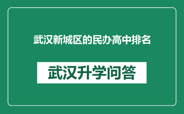 武汉新城区的民办高中排名