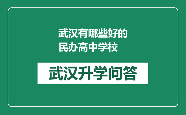 武汉有哪些好的民办高中学校