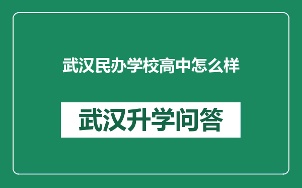 武汉民办学校高中怎么样