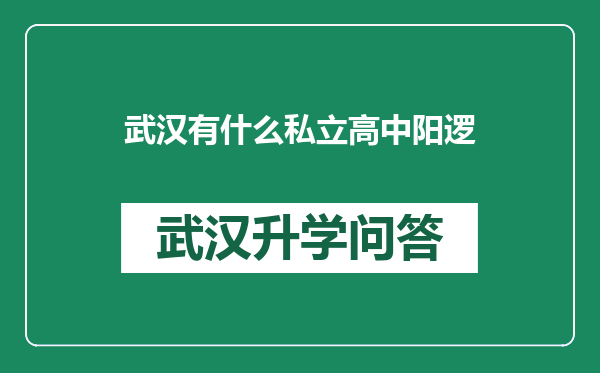 武汉有什么私立高中阳逻