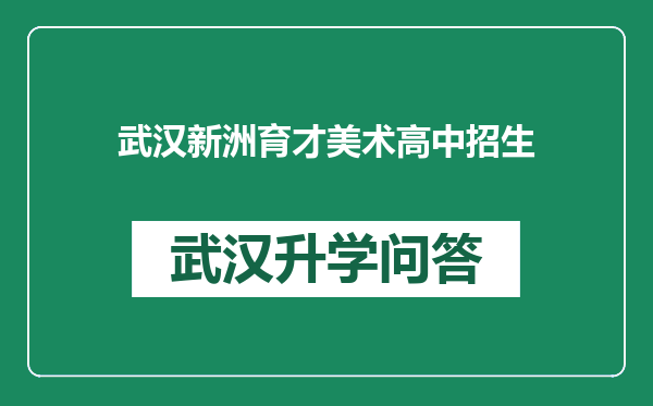 武汉新洲育才美术高中招生