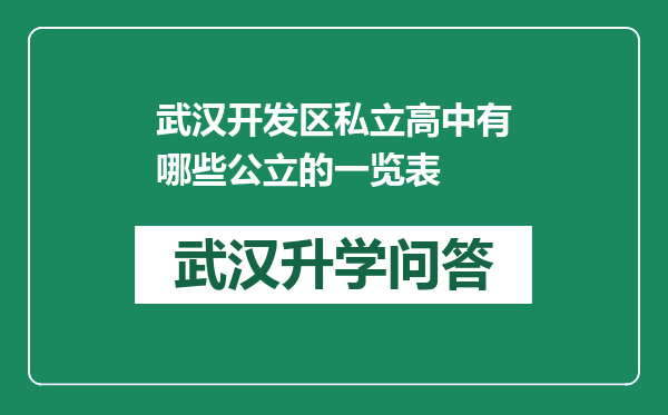 武汉开发区私立高中有哪些公立的一览表