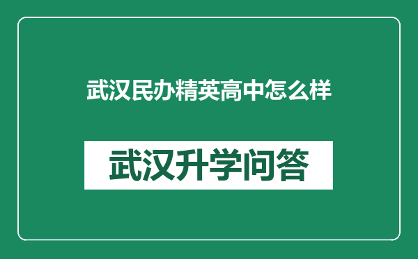 武汉民办精英高中怎么样