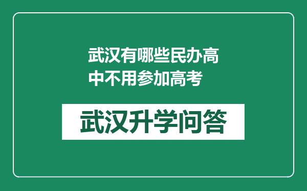 武汉有哪些民办高中不用参加高考