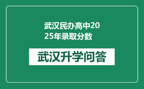 武汉民办高中2025年录取分数