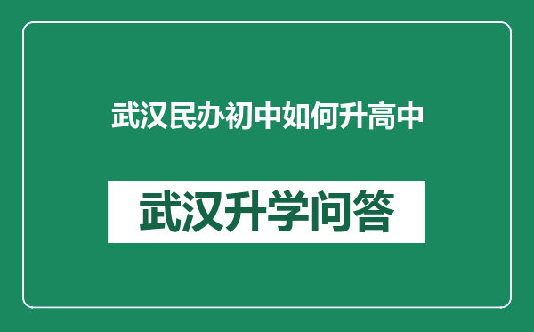 武汉民办初中如何升高中