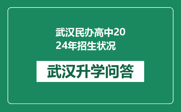 武汉民办高中2024年招生状况