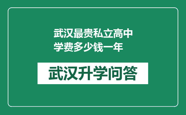 武汉最贵私立高中学费多少钱一年