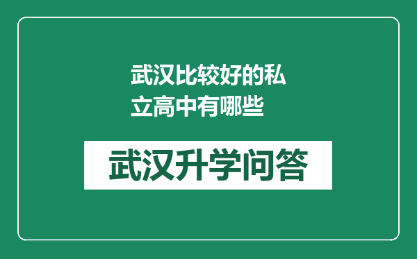 武汉比较好的私立高中有哪些