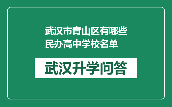 武汉市青山区有哪些民办高中学校名单