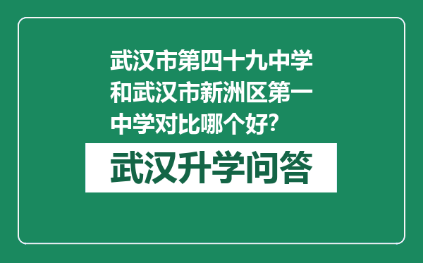 武汉市第四十九中学和武汉市新洲区第一中学对比哪个好？