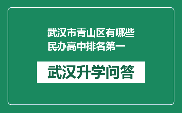 武汉市青山区有哪些民办高中排名第一