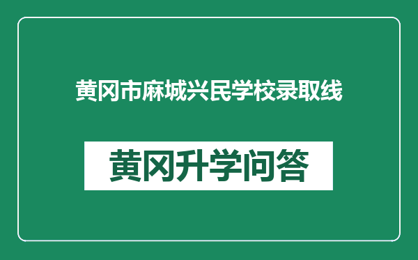 黄冈市麻城兴民学校录取线