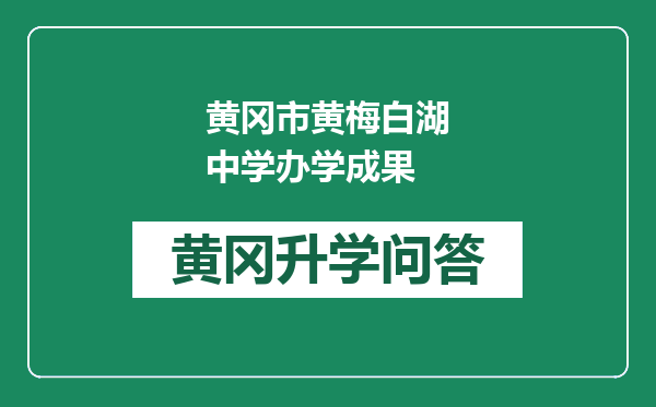 黄冈市黄梅白湖中学办学成果