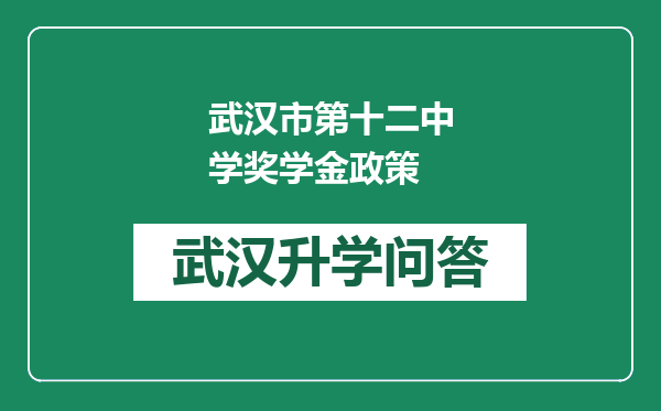 武汉市第十二中学奖学金政策