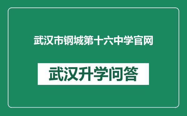 武汉市钢城第十六中学官网