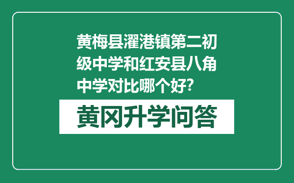 黄梅县濯港镇第二初级中学和红安县八角中学对比哪个好？