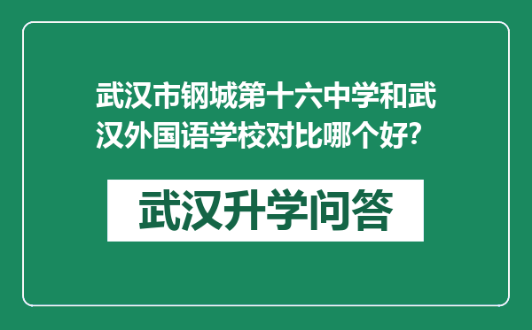 武汉市钢城第十六中学和武汉外国语学校对比哪个好？