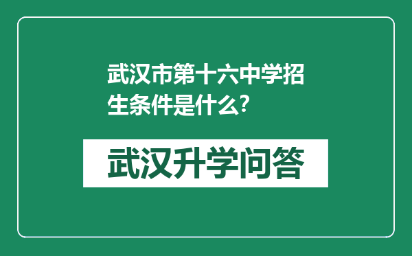 武汉市第十六中学招生条件是什么？