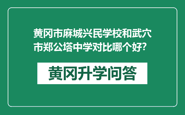 黄冈市麻城兴民学校和武穴市郑公塔中学对比哪个好？