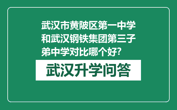 武汉市黄陂区第一中学和武汉钢铁集团第三子弟中学对比哪个好？