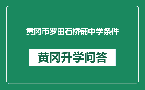 黄冈市罗田石桥铺中学条件