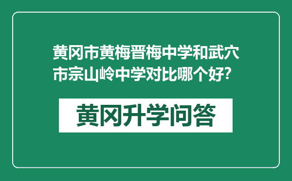 黄冈市黄梅晋梅中学和武穴市宗山岭中学对比哪个好？