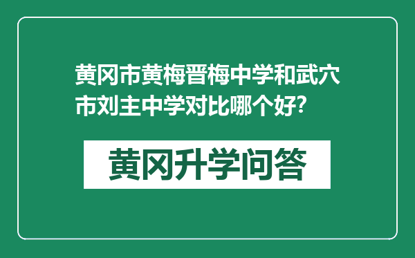 黄冈市黄梅晋梅中学和武穴市刘主中学对比哪个好？