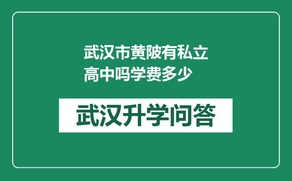 武汉市黄陂有私立高中吗学费多少