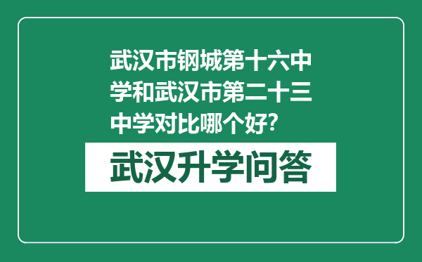 武汉市钢城第十六中学和武汉市第二十三中学对比哪个好？