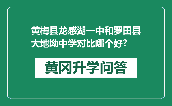 黄梅县龙感湖一中和罗田县大地坳中学对比哪个好？