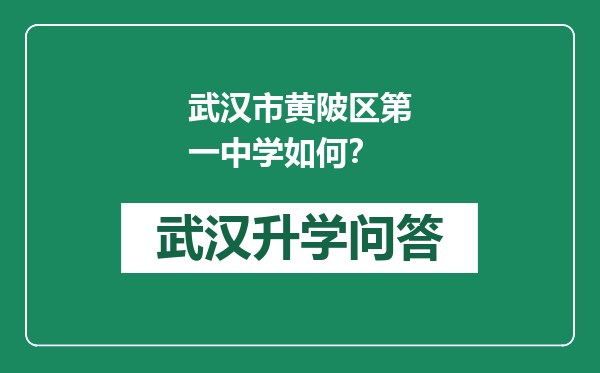 武汉市黄陂区第一中学如何？