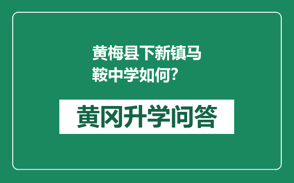 黄梅县下新镇马鞍中学如何？