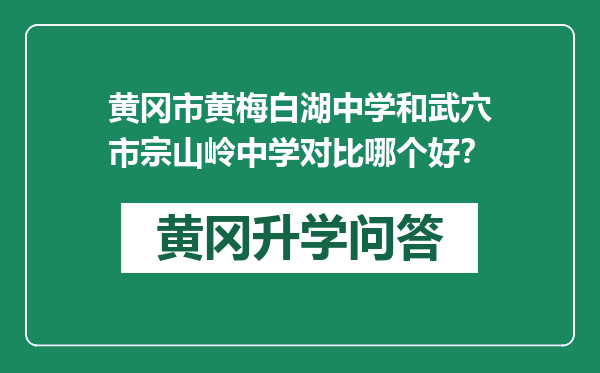 黄冈市黄梅白湖中学和武穴市宗山岭中学对比哪个好？