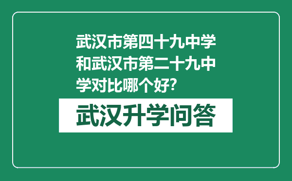 武汉市第四十九中学和武汉市第二十九中学对比哪个好？