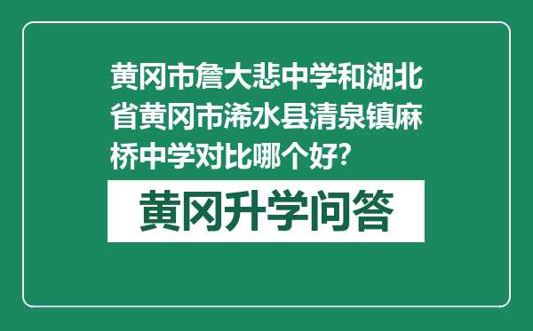 黄冈市詹大悲中学和湖北省黄冈市浠水县清泉镇麻桥中学对比哪个好？