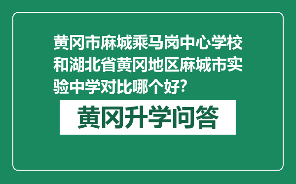 黄冈市麻城乘马岗中心学校和湖北省黄冈地区麻城市实验中学对比哪个好？