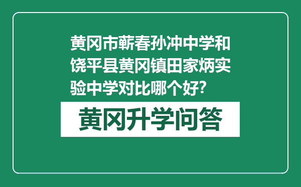 黄冈市蕲春孙冲中学和饶平县黄冈镇田家炳实验中学对比哪个好？