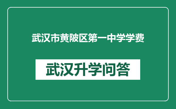 武汉市黄陂区第一中学学费