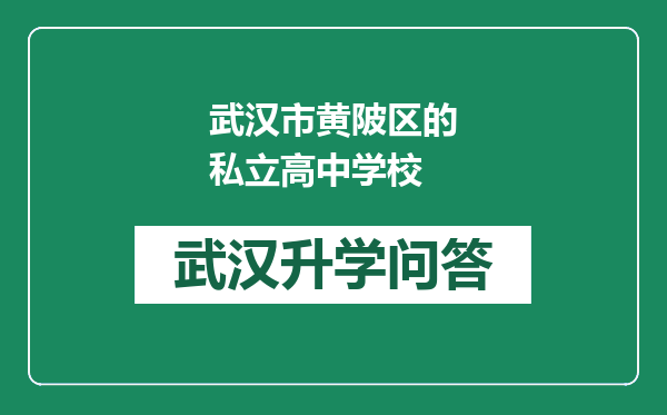 武汉市黄陂区的私立高中学校