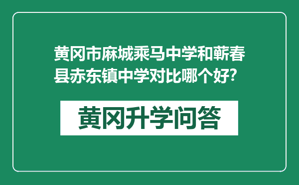 黄冈市麻城乘马中学和蕲春县赤东镇中学对比哪个好？