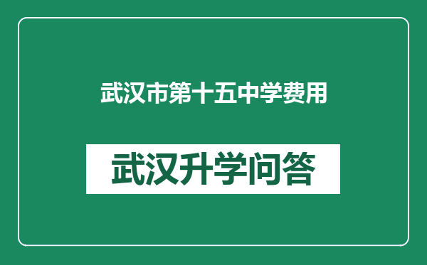 武汉市第十五中学费用