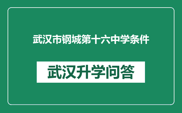 武汉市钢城第十六中学条件