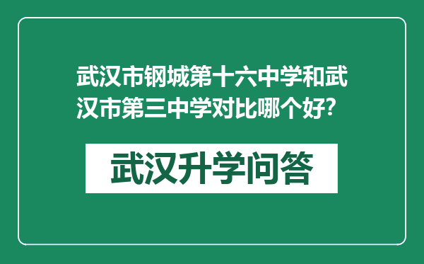 武汉市钢城第十六中学和武汉市第三中学对比哪个好？