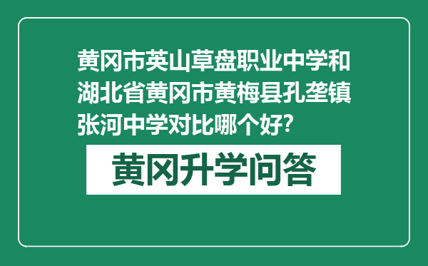 黄冈市英山草盘职业中学和湖北省黄冈市黄梅县孔垄镇张河中学对比哪个好？