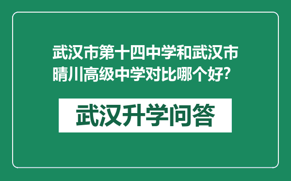 武汉市第十四中学和武汉市晴川高级中学对比哪个好？