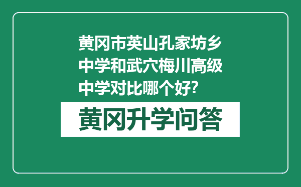 黄冈市英山孔家坊乡中学和武穴梅川高级中学对比哪个好？